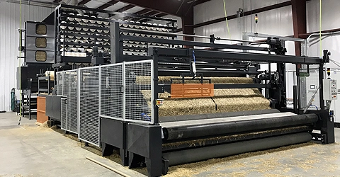 Aufwickelvorrichtung für Matten als individuelle Maschinenkomponente im Sondermaschienbau