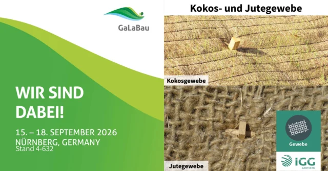 Kokos oder Jute? Die Anwendung entscheidet.

Offene Erosionsschutzgewebe halten Boden zurück, reduzieren oberflächennah die Fließgeschwindigkeit und lassen Vegetation durch die Maschen wachsen. Dabei übernehmen sie während der Anwuchsphase eine Schutzfunktion, die später zunehmend von den Pflanzenwurzeln getragen wird.

Kokosgewebe bietet hohe Reißfestigkeit und eine längere Funktionsdauer. Jute ist eine leichtere, vollständig biologisch abbaubare Lösung für geeignete Flächen.

Auf der GaLaBau können Sie Materialien, Strukturen und Einsatzbereiche direkt vergleichen.

📍 4-632

#Kokosgewebe #Jutegewebe #NaturfaserGeotextilien #Erosionsschutz #GaLaBau